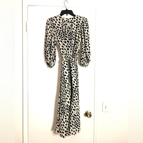 AYR The Who is She Maxi Dress in Hot Dot Polka Dot Midi Dress Pleated Black - Picture 5 of 16